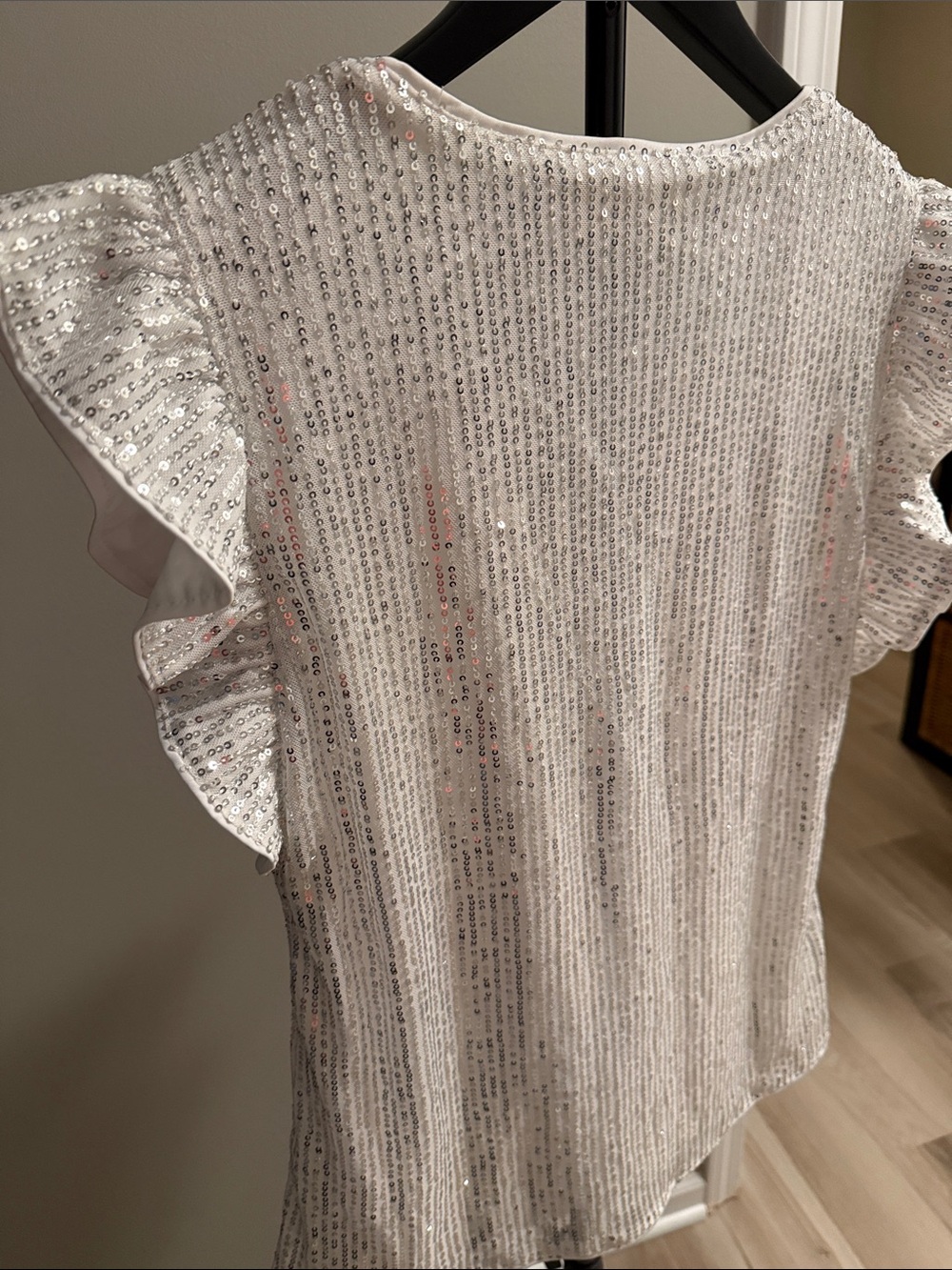 White Sequin Ruffle Sleeve Camisole - Picture 3 of 3